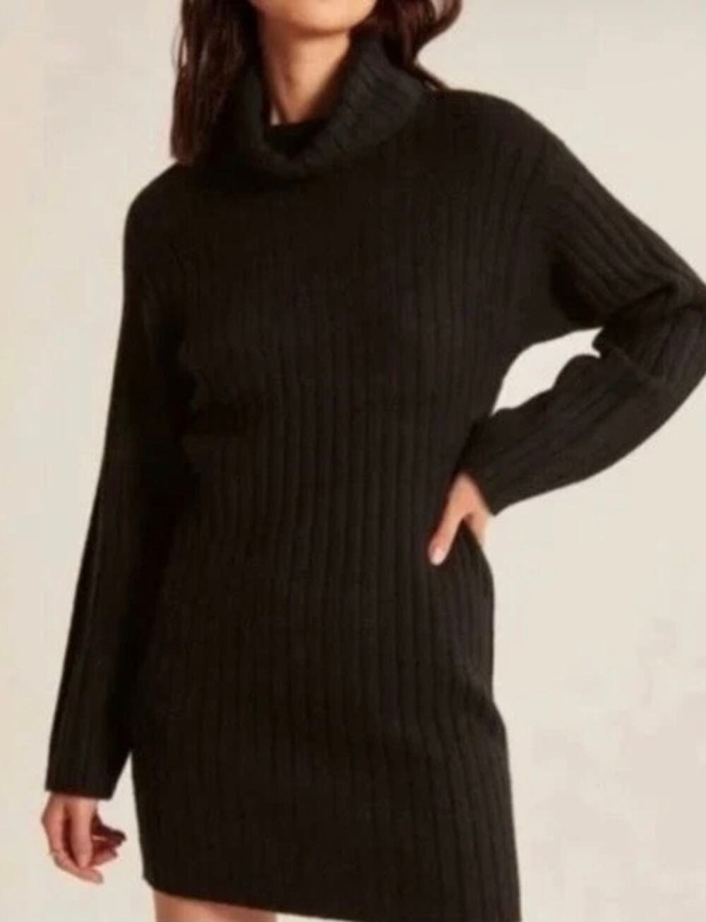 Abercrombie and Fitch Black Texture Turtleneck Sweater Dress-Size XL